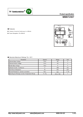 MMBT2907 Datasheet PDF TY Semiconductor