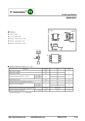 SI9410DY Datasheet PDF TY Semiconductor