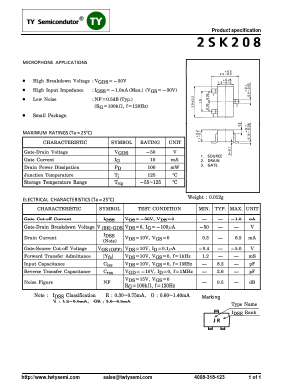 2SK208 Datasheet PDF TY Semiconductor