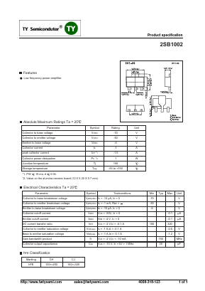 B1002 Datasheet PDF TY Semiconductor