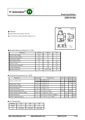 2SD1819A Datasheet PDF TY Semiconductor