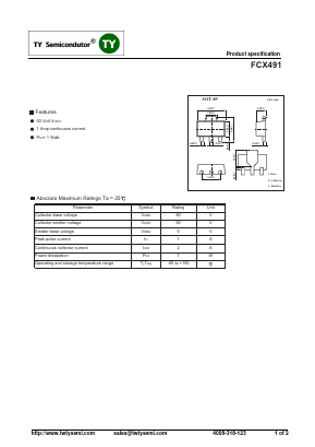 FCX491 Datasheet PDF TY Semiconductor