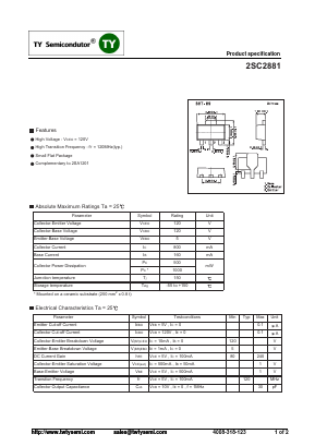 C2881 Datasheet PDF TY Semiconductor