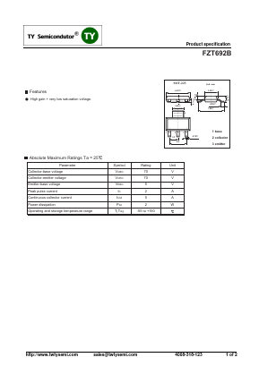 FZT692B Datasheet PDF TY Semiconductor
