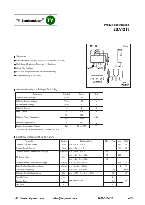 A1213 Datasheet PDF TY Semiconductor