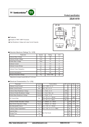 A1419 Datasheet PDF TY Semiconductor