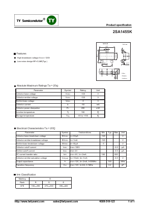 2SA1455K Datasheet PDF TY Semiconductor
