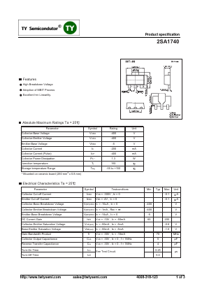 2SA1740 Datasheet PDF TY Semiconductor