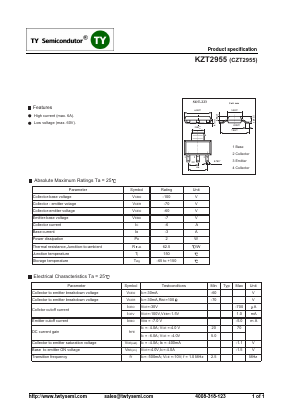 KZT2955 Datasheet PDF TY Semiconductor
