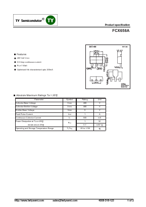 FCX658A Datasheet PDF TY Semiconductor