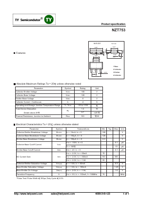NZT753 Datasheet PDF TY Semiconductor