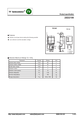 2SD2199 Datasheet PDF TY Semiconductor
