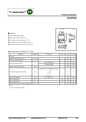 BAW56S Datasheet PDF TY Semiconductor