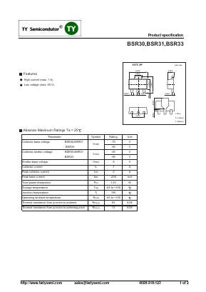 BSR30 Datasheet PDF TY Semiconductor