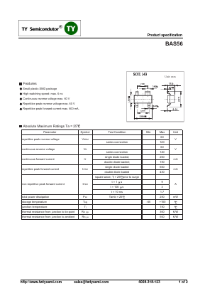 BAS56 Datasheet PDF TY Semiconductor