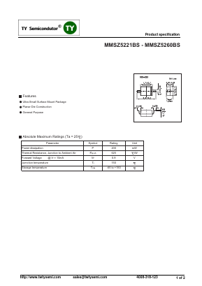 MMSZ5221BS Datasheet PDF TY Semiconductor