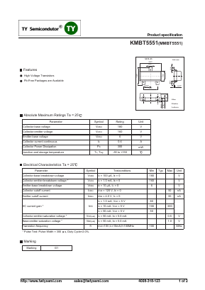KMBT5551 Datasheet PDF TY Semiconductor
