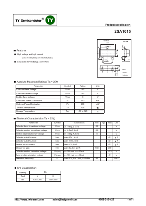 A1015 Datasheet PDF TY Semiconductor