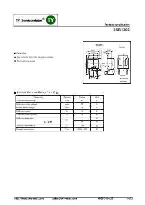 2SB1202 Datasheet PDF TY Semiconductor