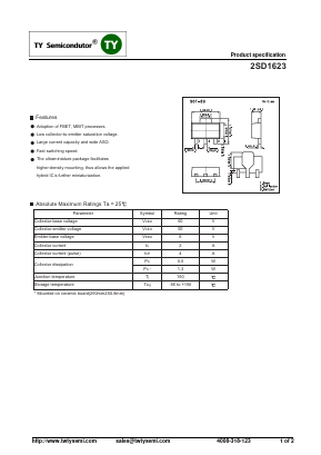D1623 Datasheet PDF TY Semiconductor