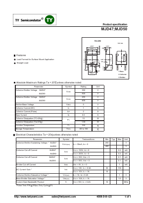 MJD50 Datasheet PDF TY Semiconductor