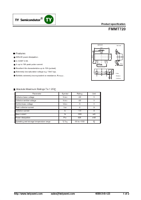 FMMT720 Datasheet PDF TY Semiconductor