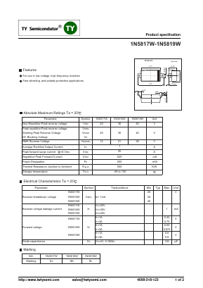 1N5818W Datasheet PDF TY Semiconductor