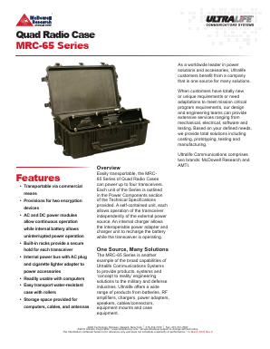 MRC-65 Datasheet PDF Ultralife Corporation.