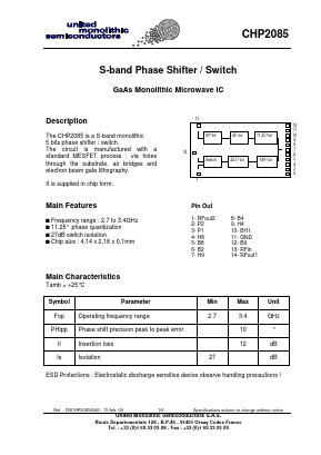 CHP2085-99F Datasheet PDF United Monolithic Semiconductors