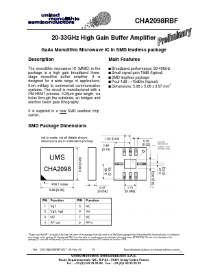 CHA2098RBF/24 Datasheet PDF United Monolithic Semiconductors