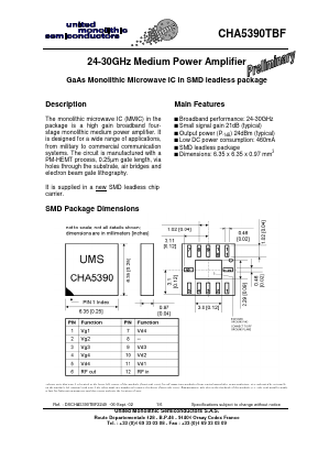 CHA5390TBF/24 Datasheet PDF United Monolithic Semiconductors