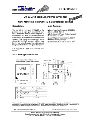 CHA3092RBF Datasheet PDF United Monolithic Semiconductors