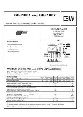 GBJ1003 Datasheet PDF UNIOHM CORPORATION