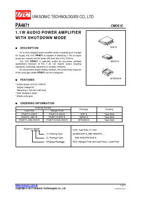 PA4871G-SM1-R Datasheet PDF Unisonic Technologies