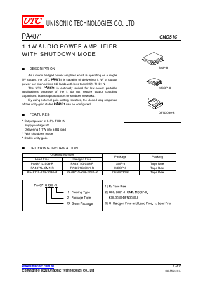 PA4871L-SM1-R Datasheet PDF Unisonic Technologies