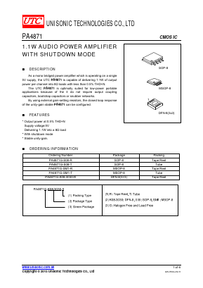 PA4871G-S08-T Datasheet PDF Unisonic Technologies