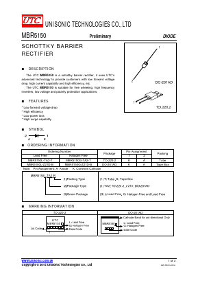 MBR5150 Datasheet PDF Unisonic Technologies