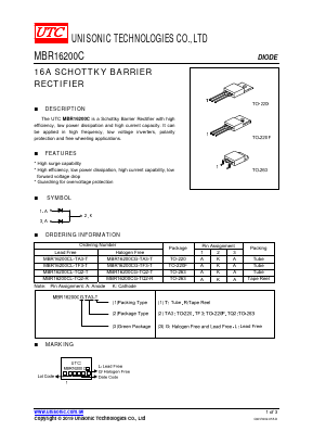 MBR16200CL-TQ2-T Datasheet PDF Unisonic Technologies
