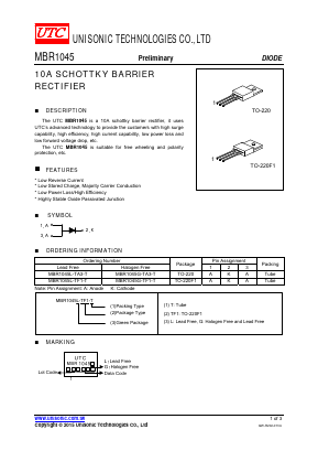 MBR1045 Datasheet PDF Unisonic Technologies