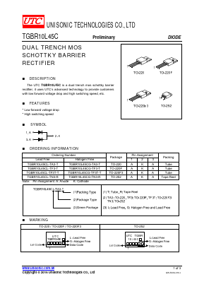 TGBR10L45CL-TN3-R Datasheet PDF Unisonic Technologies