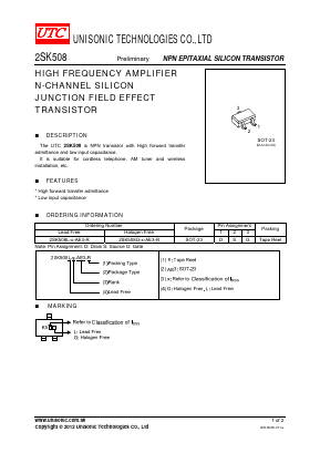 2SK508L-K52-AE3-R Datasheet PDF Unisonic Technologies