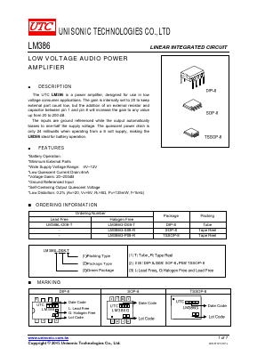LM386 Datasheet PDF Unisonic Technologies