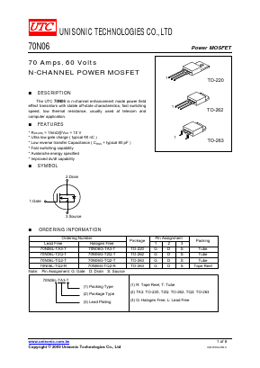 70N06G-TQ2-T Datasheet PDF Unisonic Technologies
