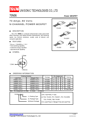 70N06L-TF3-T Datasheet PDF Unisonic Technologies