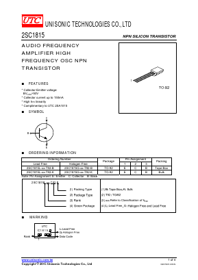2SC1815L-Y-T92-K Datasheet PDF Unisonic Technologies