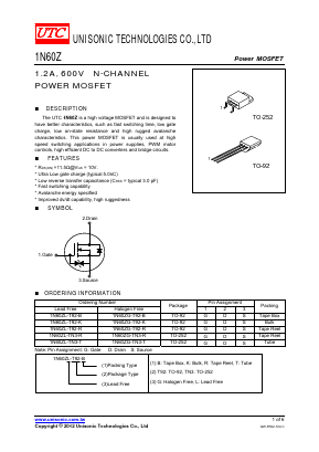 1N60ZG-TN3-B Datasheet PDF Unisonic Technologies
