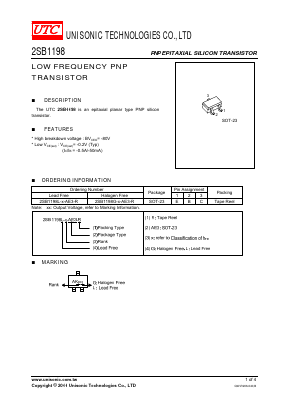 2SB1198G-R-AE3-R Datasheet PDF Unisonic Technologies