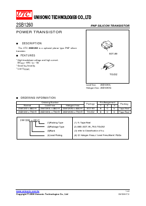 2SB1260-P-TN3-R Datasheet PDF Unisonic Technologies