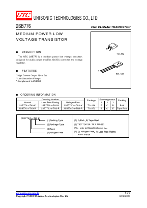 2SB776L-E-TN3-K Datasheet PDF Unisonic Technologies