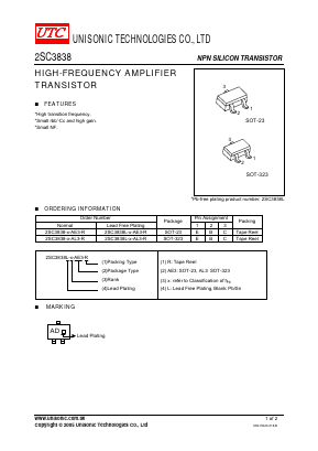 2SC3838L-A-AL3-R Datasheet PDF Unisonic Technologies